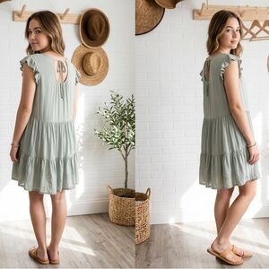 House of Harlow 1960 (Revolve Brand) Flutter Sleeve Sage Dress